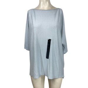 BANANA REPUBLIC - WOMEN'S MEDIUM - BLUE 1/2 SLEEVE BOAT NECK SHIRT TOP